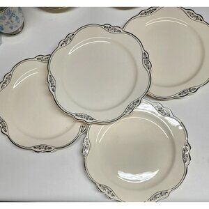 HLC Silver Rose Ivory Lunch Plates Platinum Rim 8.25" Homer Laughlin Dishes